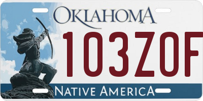 OK license plate 103ZOF