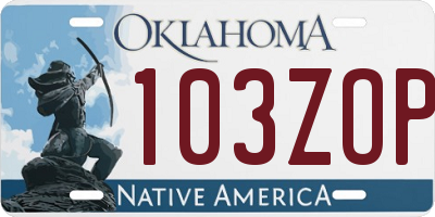 OK license plate 103ZOP