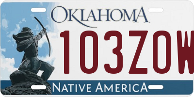 OK license plate 103ZOW