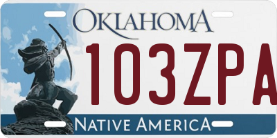 OK license plate 103ZPA