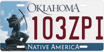 OK license plate 103ZPI