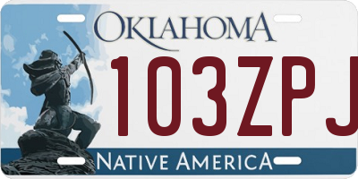 OK license plate 103ZPJ