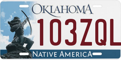 OK license plate 103ZQL