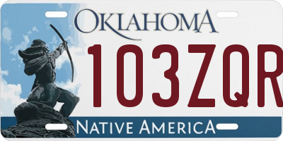 OK license plate 103ZQR