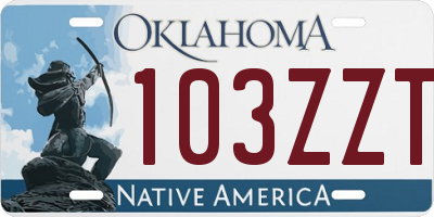 OK license plate 103ZZT