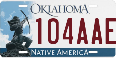 OK license plate 104AAE