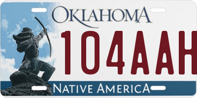 OK license plate 104AAH