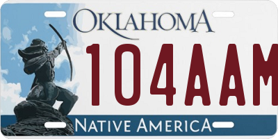 OK license plate 104AAM