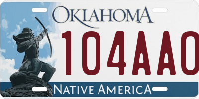 OK license plate 104AAO