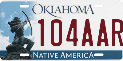 OK license plate 104AAR
