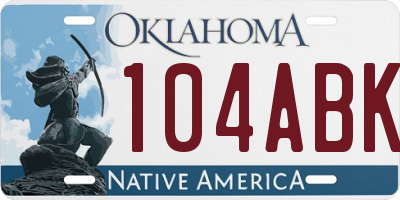 OK license plate 104ABK