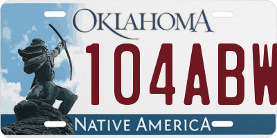 OK license plate 104ABW