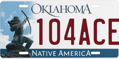 OK license plate 104ACE