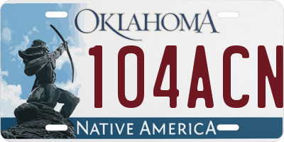 OK license plate 104ACN