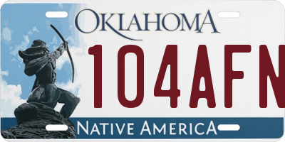 OK license plate 104AFN