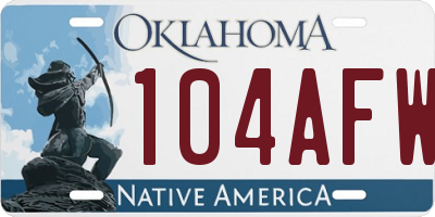OK license plate 104AFW