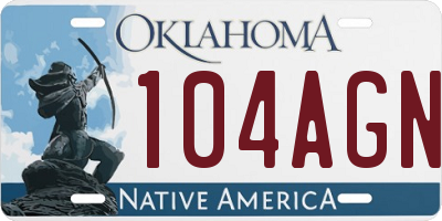 OK license plate 104AGN