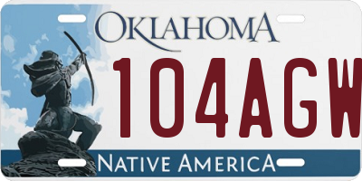 OK license plate 104AGW
