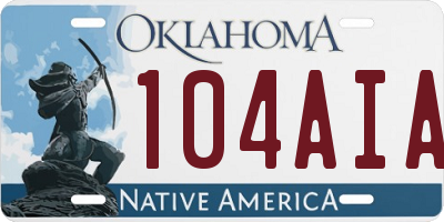 OK license plate 104AIA