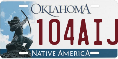 OK license plate 104AIJ