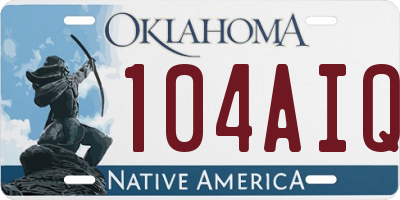 OK license plate 104AIQ