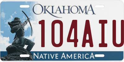 OK license plate 104AIU