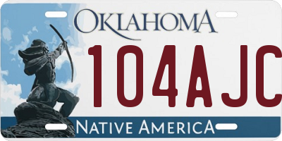 OK license plate 104AJC