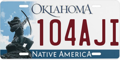 OK license plate 104AJI