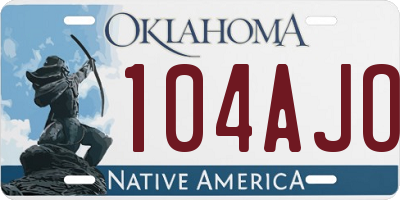 OK license plate 104AJO