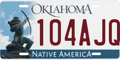 OK license plate 104AJQ