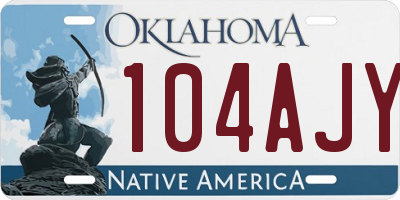 OK license plate 104AJY