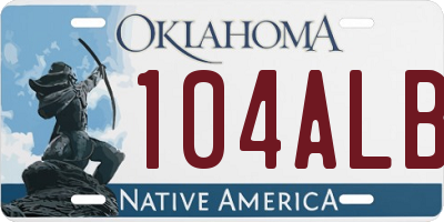 OK license plate 104ALB