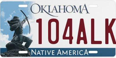 OK license plate 104ALK