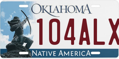 OK license plate 104ALX