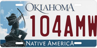 OK license plate 104AMW