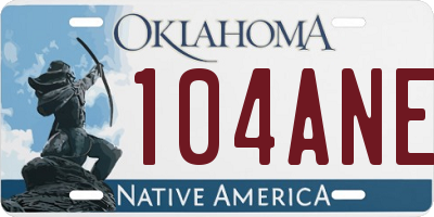 OK license plate 104ANE