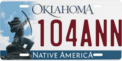 OK license plate 104ANN