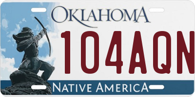 OK license plate 104AQN