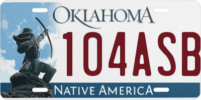 OK license plate 104ASB