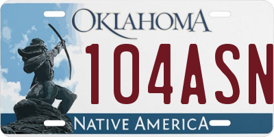 OK license plate 104ASN