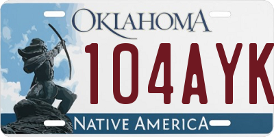 OK license plate 104AYK