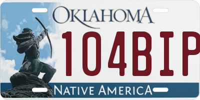 OK license plate 104BIP
