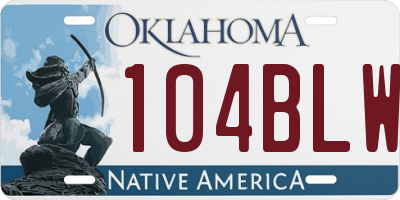 OK license plate 104BLW