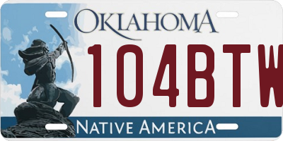 OK license plate 104BTW