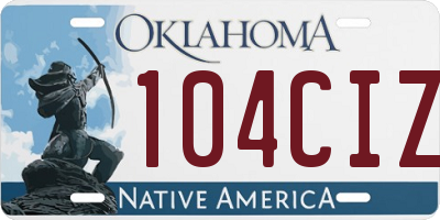 OK license plate 104CIZ