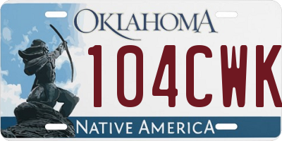 OK license plate 104CWK