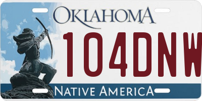 OK license plate 104DNW