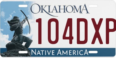 OK license plate 104DXP