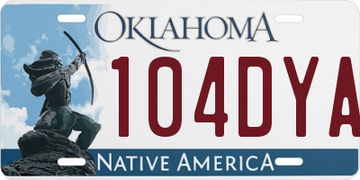 OK license plate 104DYA