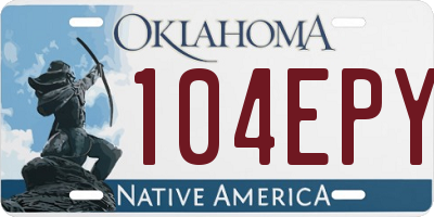 OK license plate 104EPY